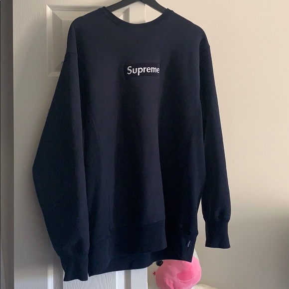 2005 supreme crewneck navy on navy
